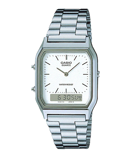 CASIO MENS DRESS DUO SILVER TONE AQ230A-7DS