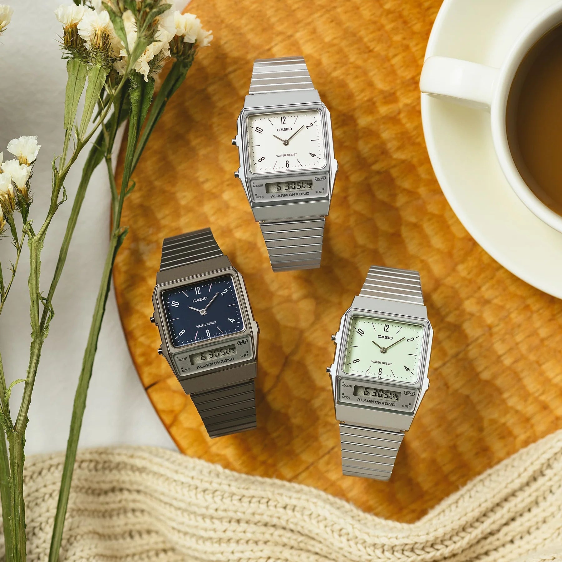 Casio Duo Retro Colour, Cream Face, S/Steel AQ800E-7A2