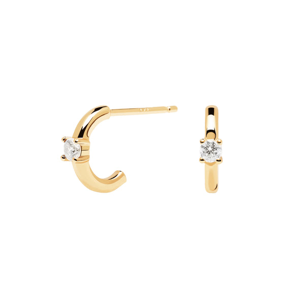 PDPAOLA White Solitary Gold Earrings