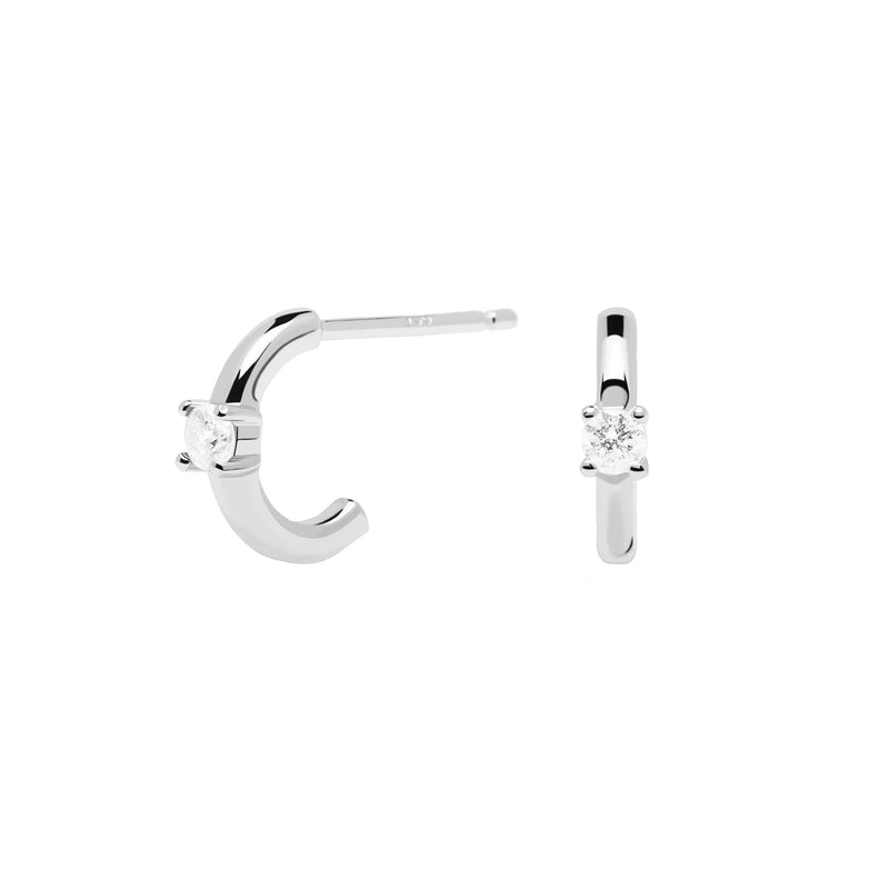 PDPAOLA White Solitary Silver Earrings