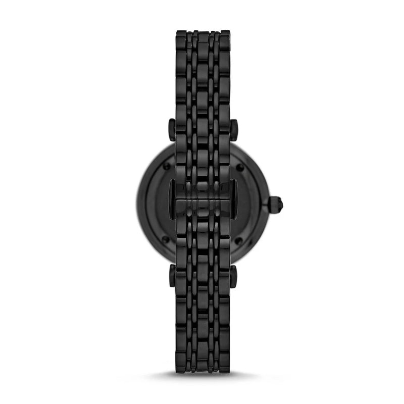 Emporio Armani Gianni T Bar All Black Diamond Dial Watch For Women - AR11245