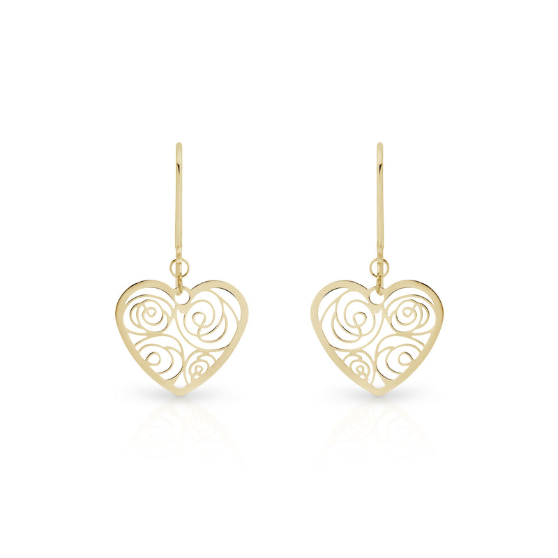 9ct gold heart earrings