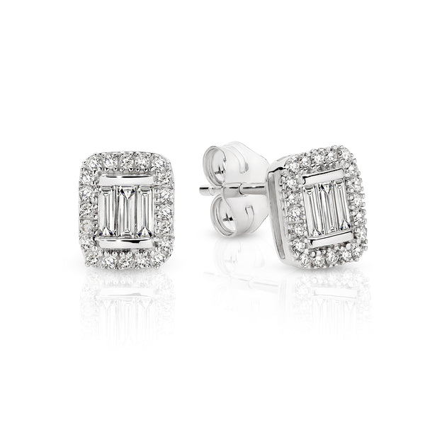 9ct white gold 0.33ct diamond halo studs