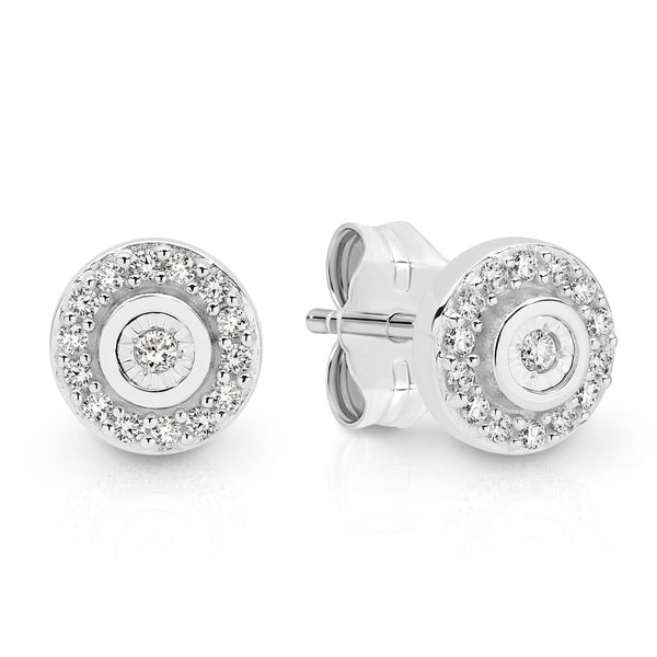 9ct white gold 0.10ct diamond studs