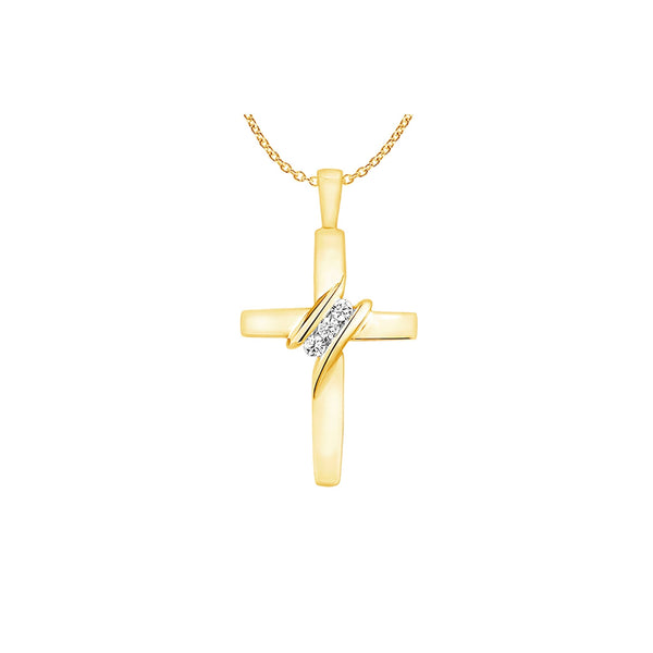 9ct gold diamond cross pendant