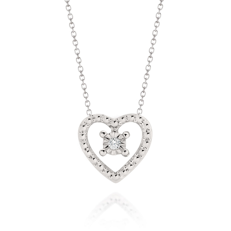 9ct white gold diamond heart pendant