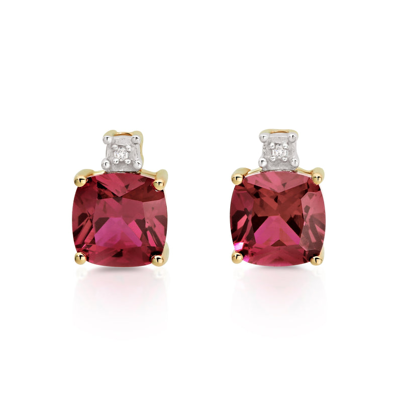 9ct gold ruby & diamond studs