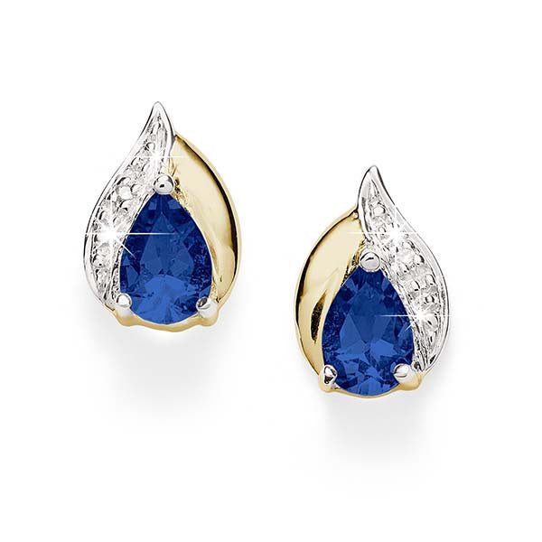 9ct gold sapphire & diamond studs