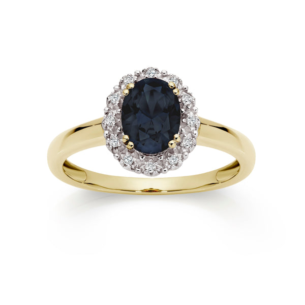 9ct gold sapphire & diamond ring