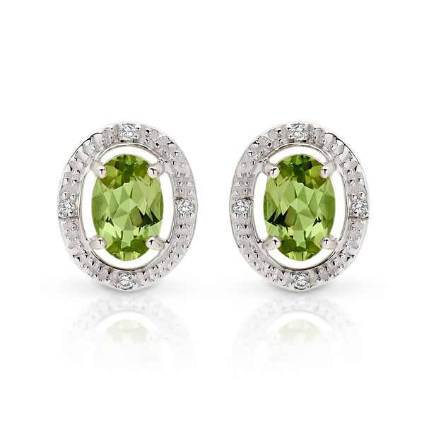 9ct gold peridot & diamond studs