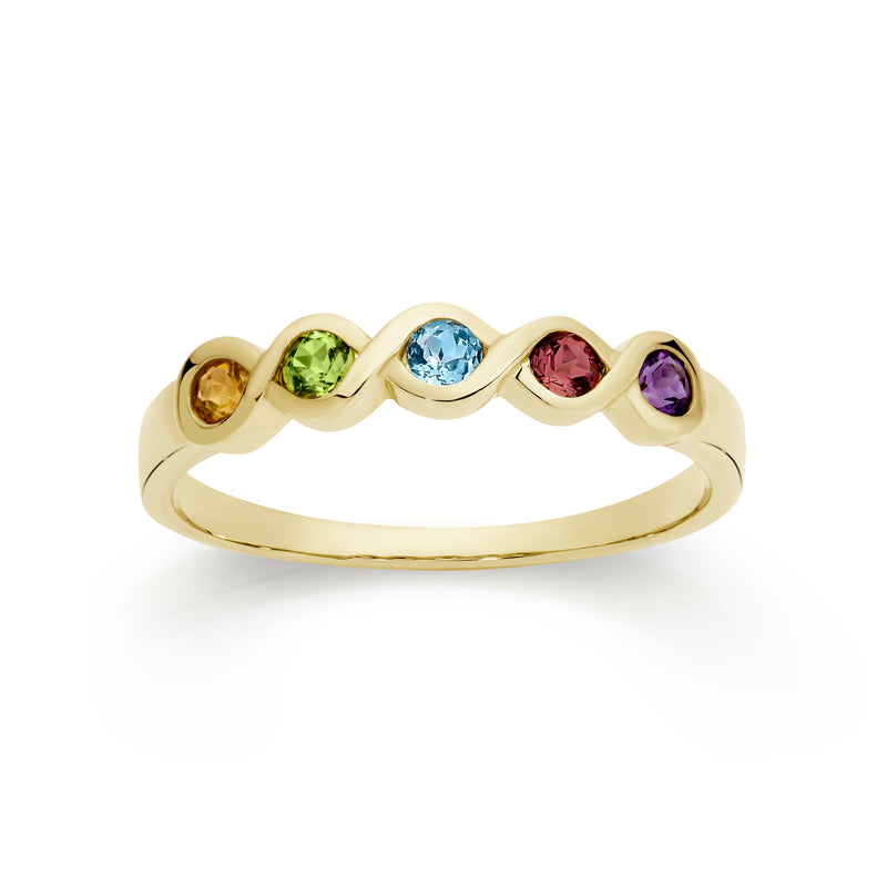 9ct gold multicolour gemstone ring