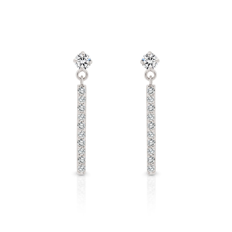 9ct white gold stone set drop earrings