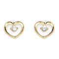 9ct gold stone set heart studs