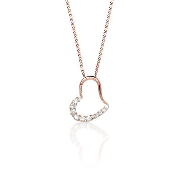 9ct rose gold stone set heart pendant