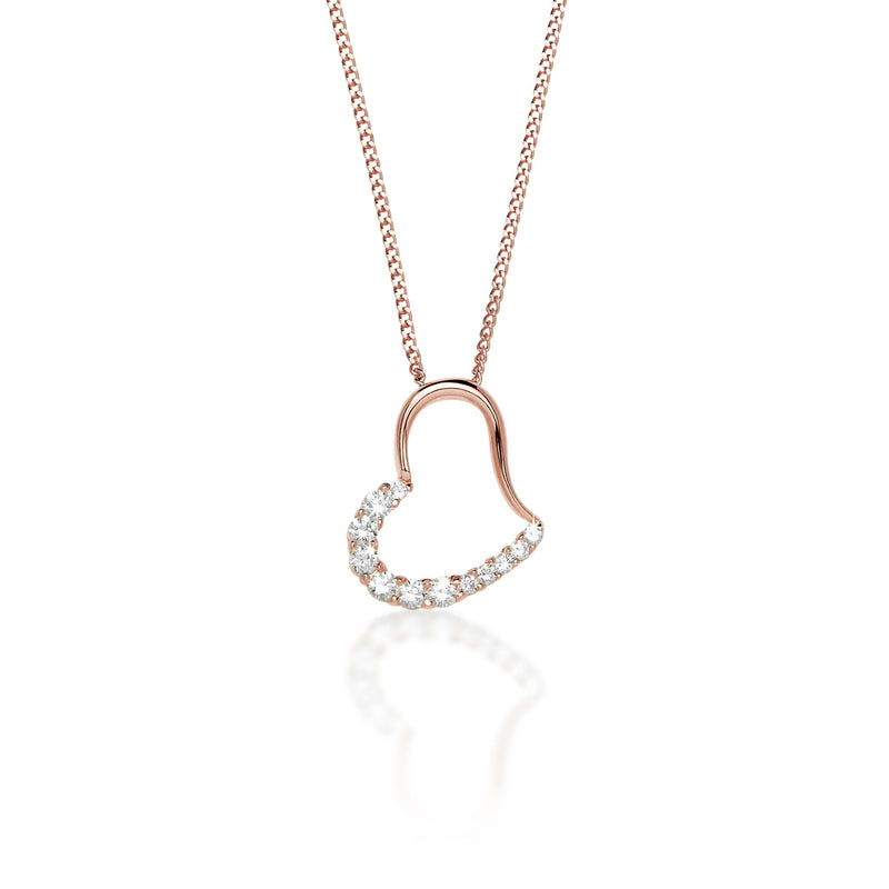 9ct rose gold stone set heart pendant