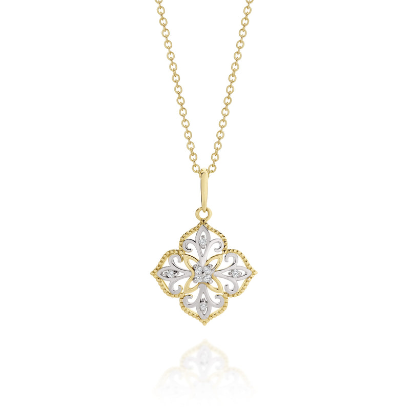 9ct gold 2 tone stone set pendant