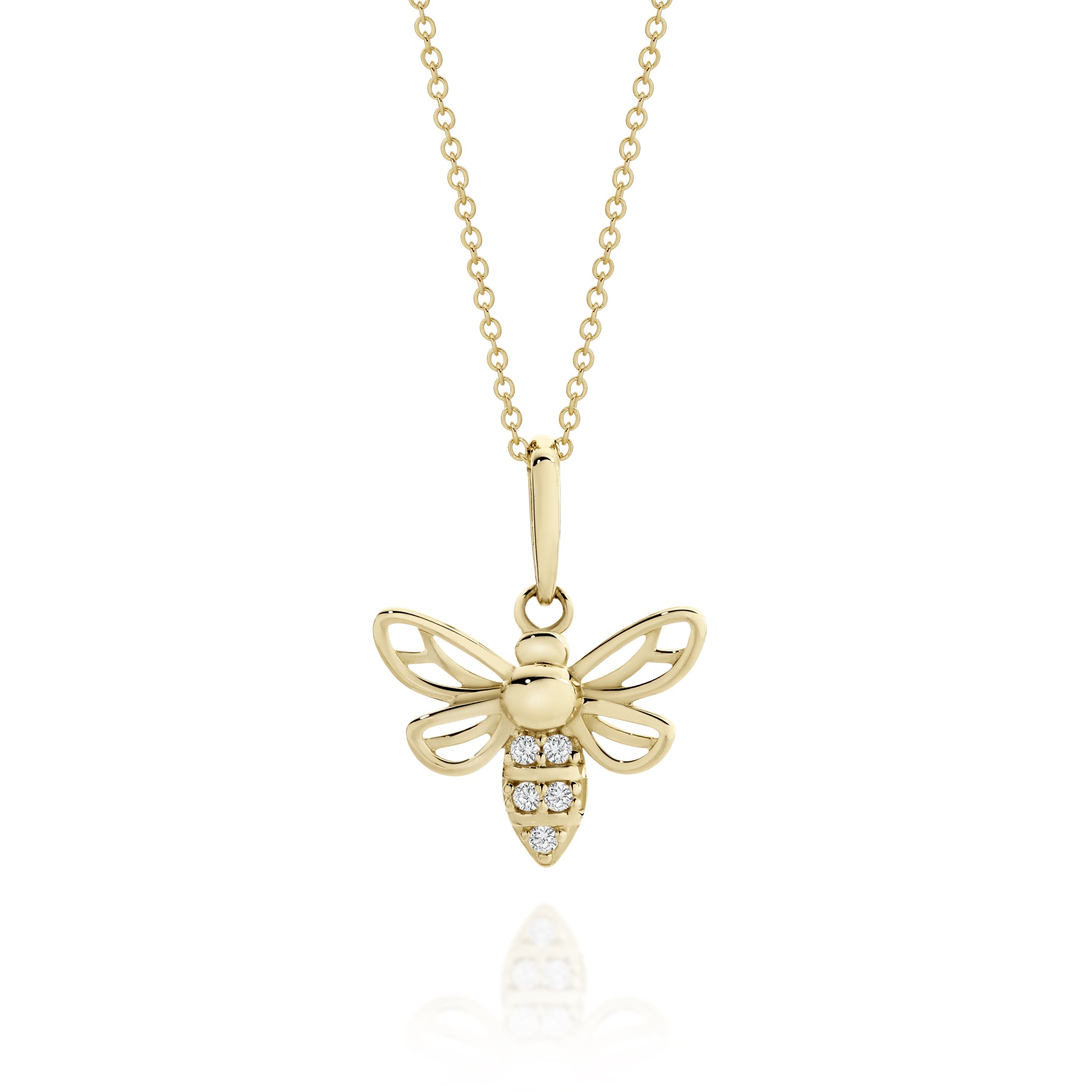 9ct gold stone set bee pendant AU00463