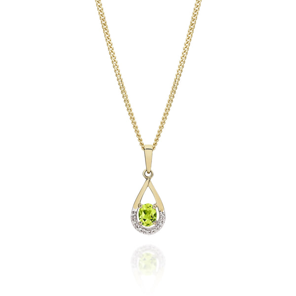 9ct peridot & diamond pendant