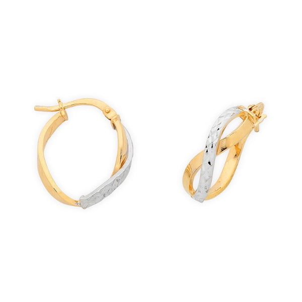 9Ct Two Tone Gold Silver Filled Hoop Earrings