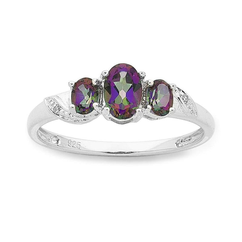 Sterling Silver Mystic Topaz & Diamond Ring