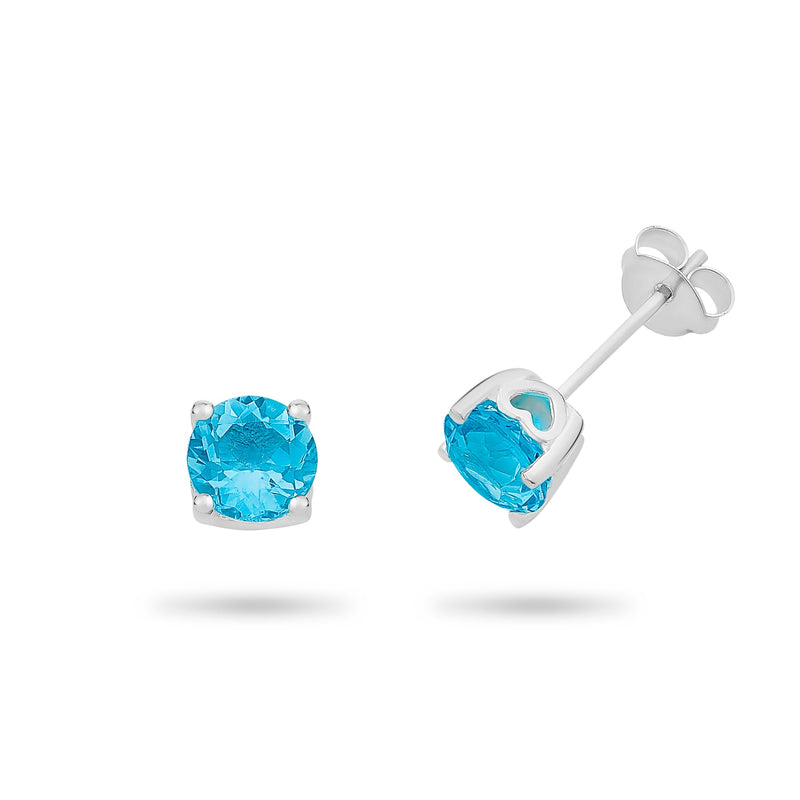 Sterling Silver Blue Topaz Stud Earrings