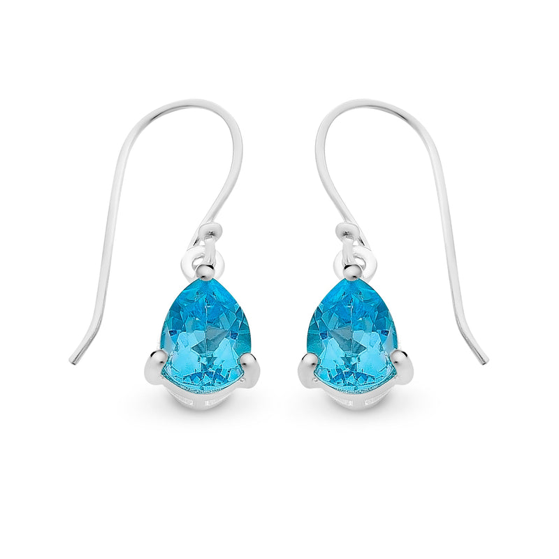 Sterling Silver Blue Topaz Drop Earrings