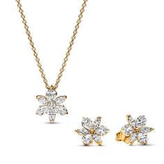 Herbarium 14K Gold Plated Necklace   Earring Set B802231