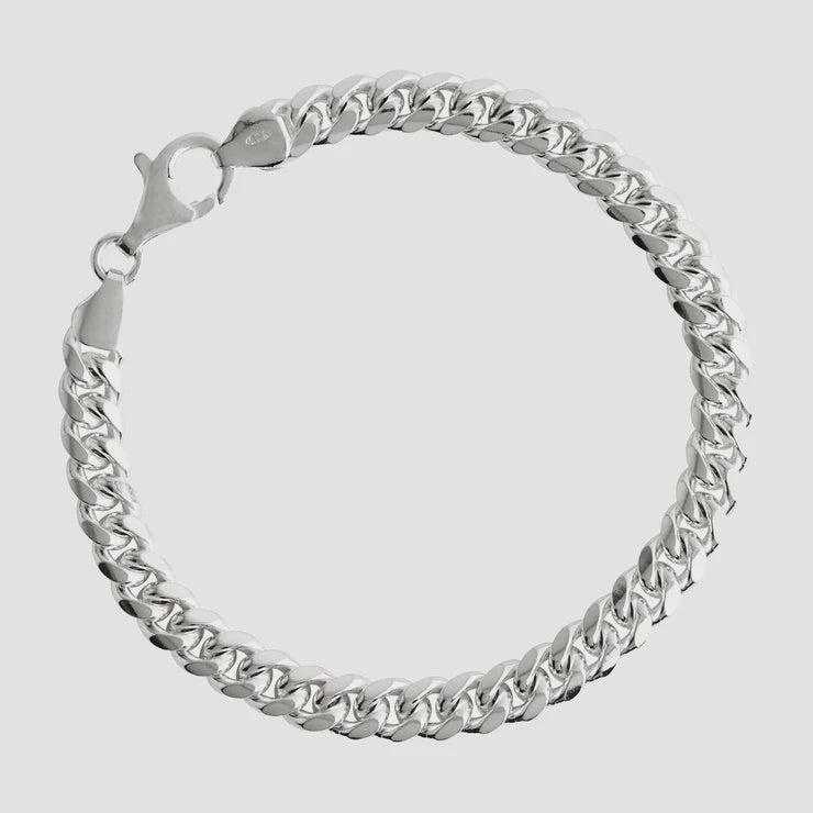 Cuban Men's Silver Chain Bracelet B9010
