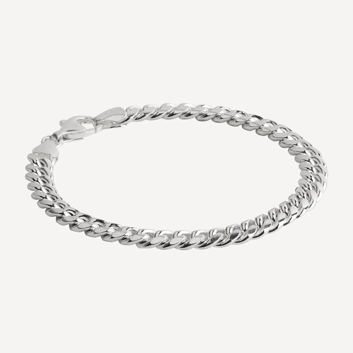 Cuban Men's Silver Chain Bracelet B9010