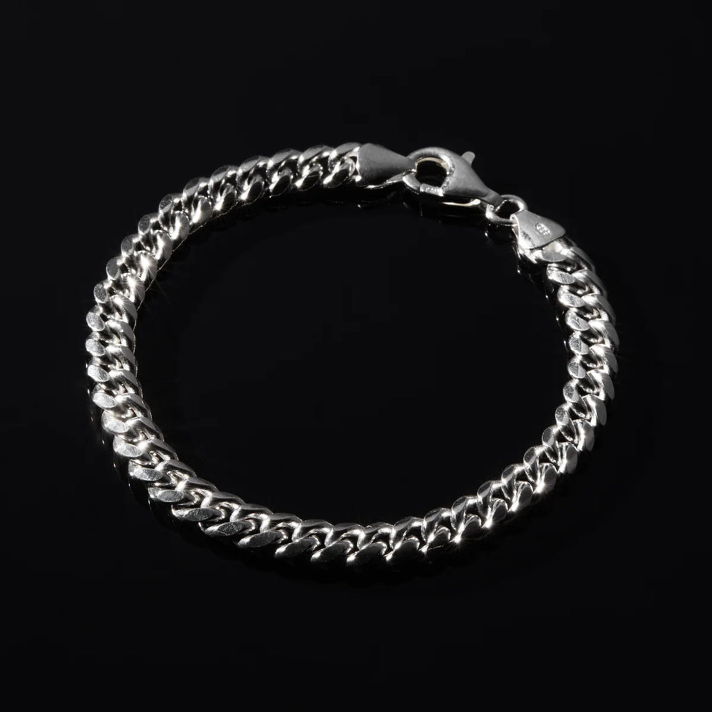 Cuban Men's Silver Chain Bracelet B9010