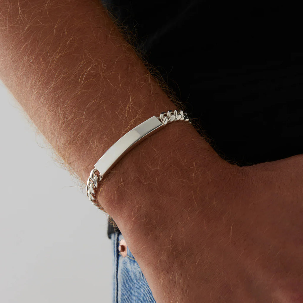NAJO Cuban Men’s Silver ID Chain Bracelet B9011