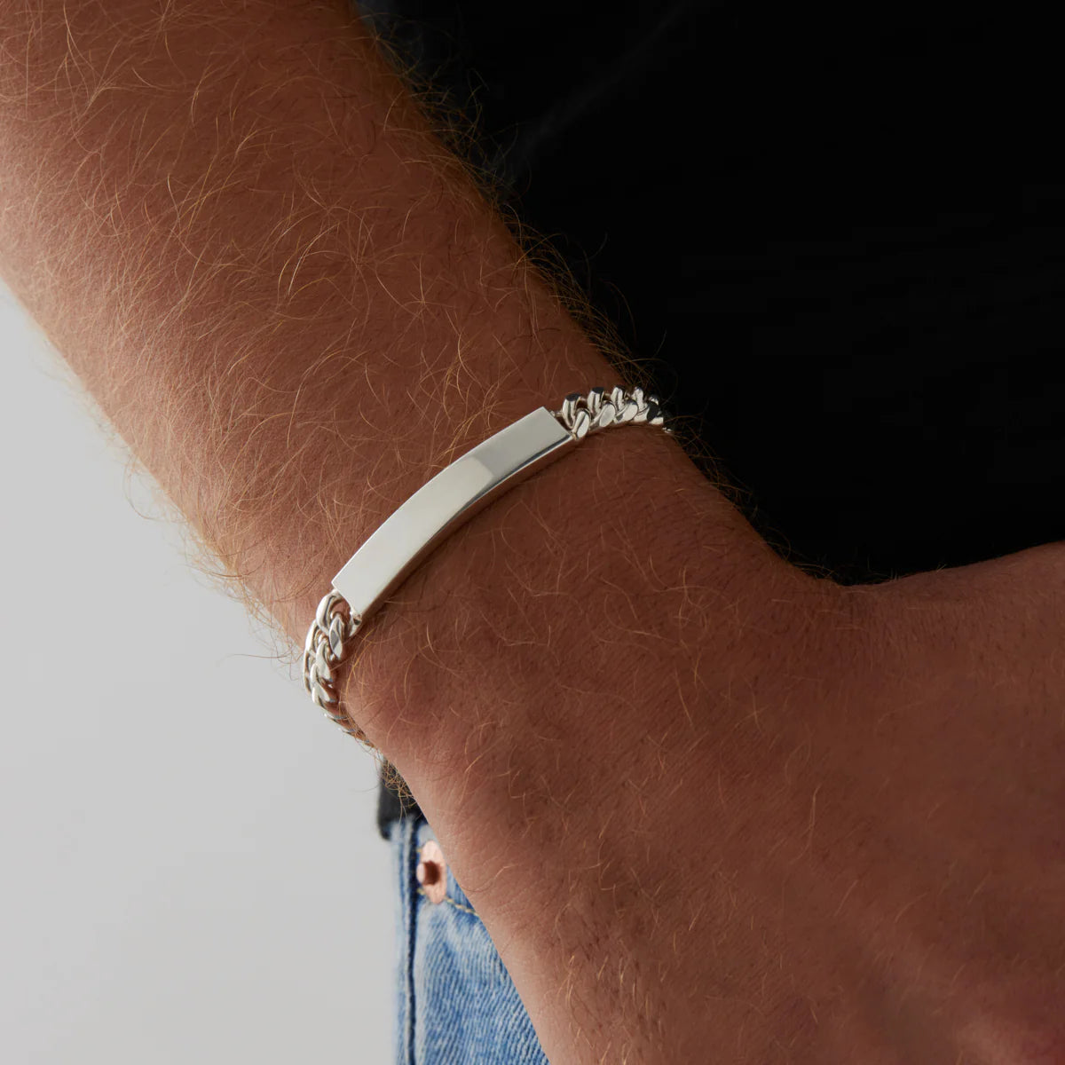 NAJO Cuban Men’s Silver ID Chain Bracelet B9011