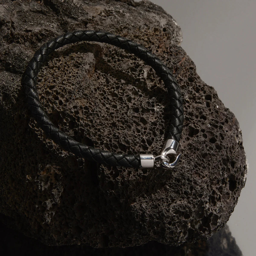 The Mariner Men’s Plaited Leather and Steel Bracelet B9016-21
