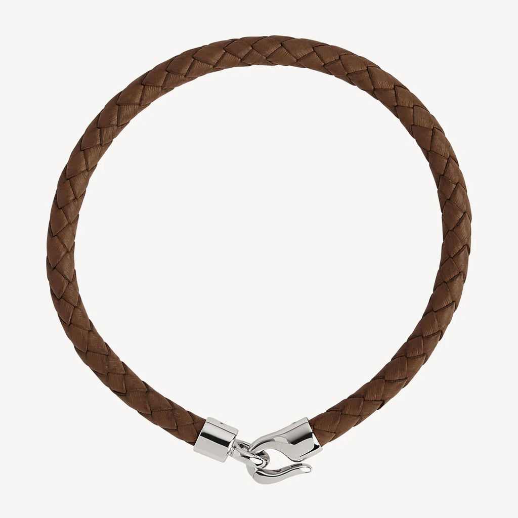 The Mariner Men’s Plaited Tan Leather and Steel Bracelet B9017-21