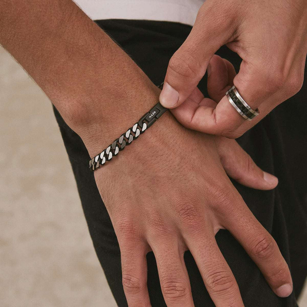 Nero Men’s Steel Curb Chain Bracelet (Bold) B9034
