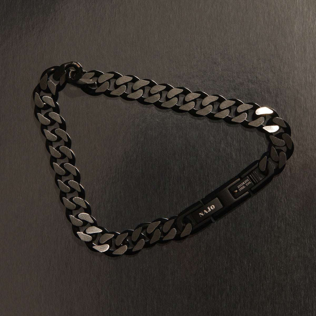 Nero Men’s Steel Curb Chain Bracelet (Bold) B9034