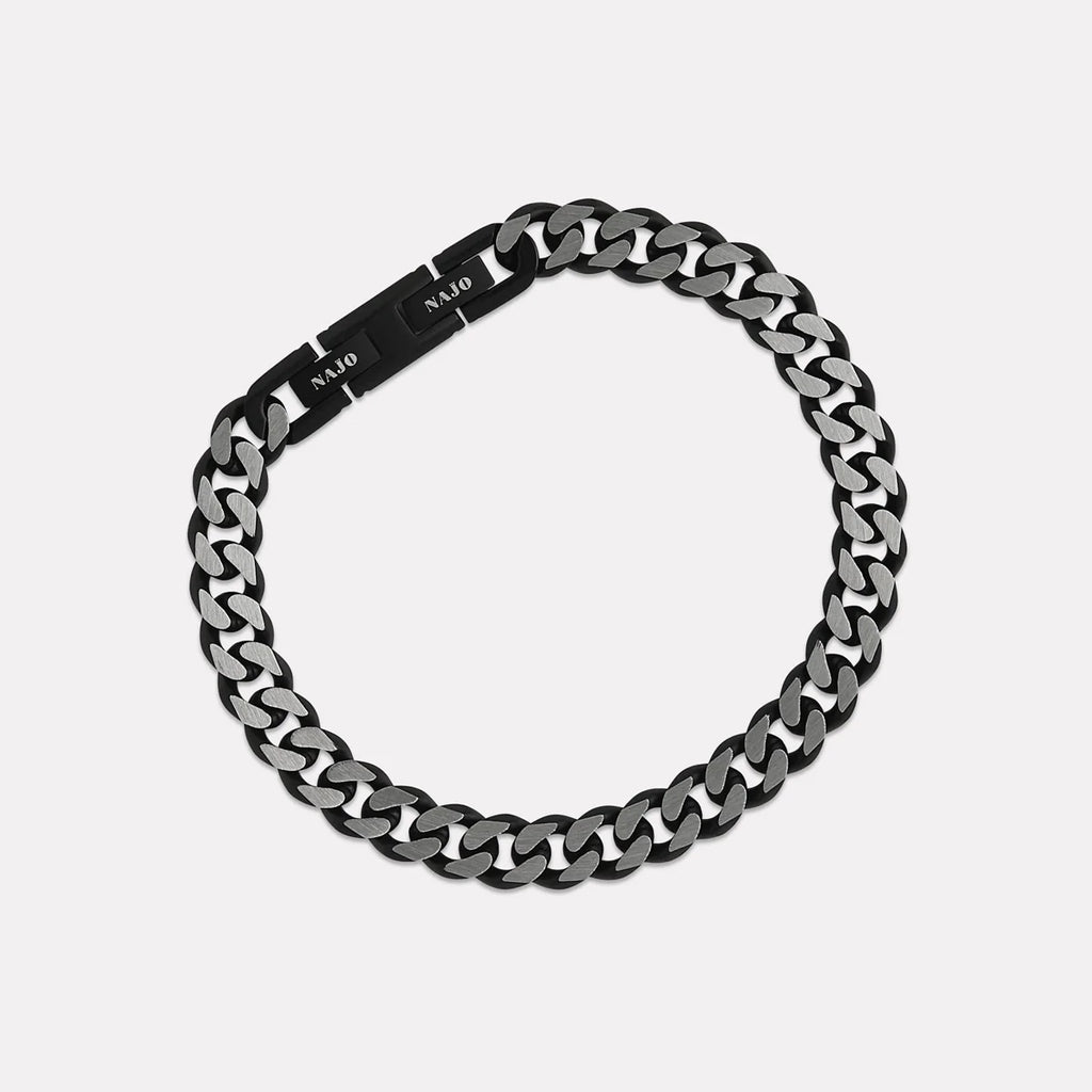 Nero Men’s Steel Curb Chain Bracelet (Bold) B9034
