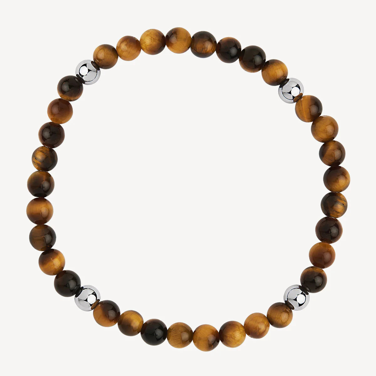 Apollo Men's 6mm Tiger Eye & Steel Elasticated Stretch B9067