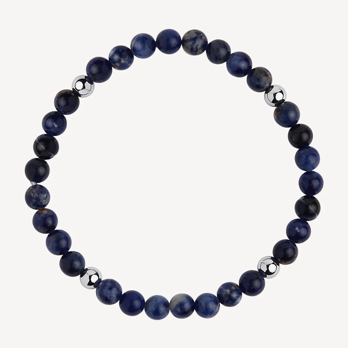 Apollo Men's 6mm Sodalite & Steel Elaticised Stretch Bracelet B9068