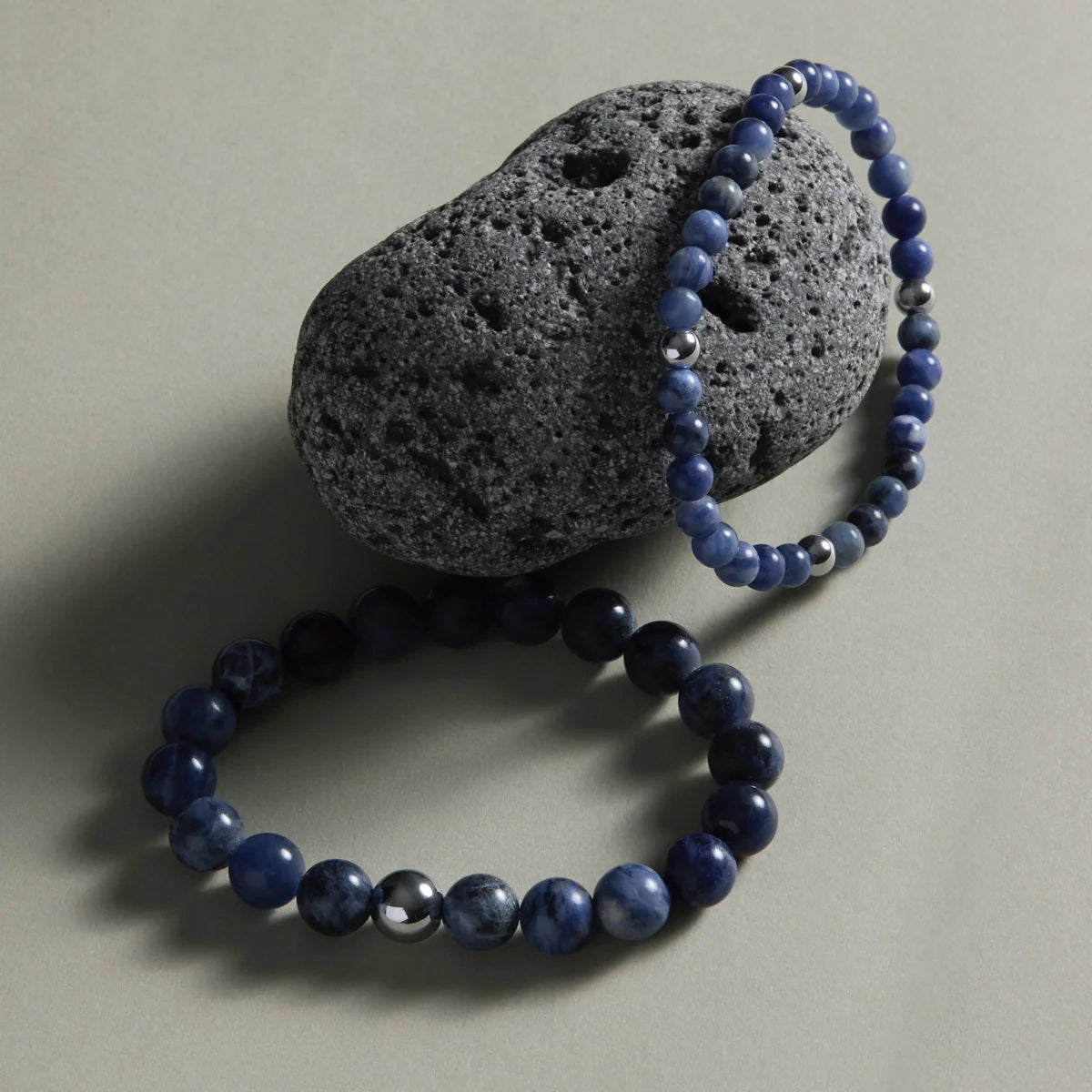 Apollo Men's 10mm Sodalite & Steel Elasticised Stretch Bracelet B9072