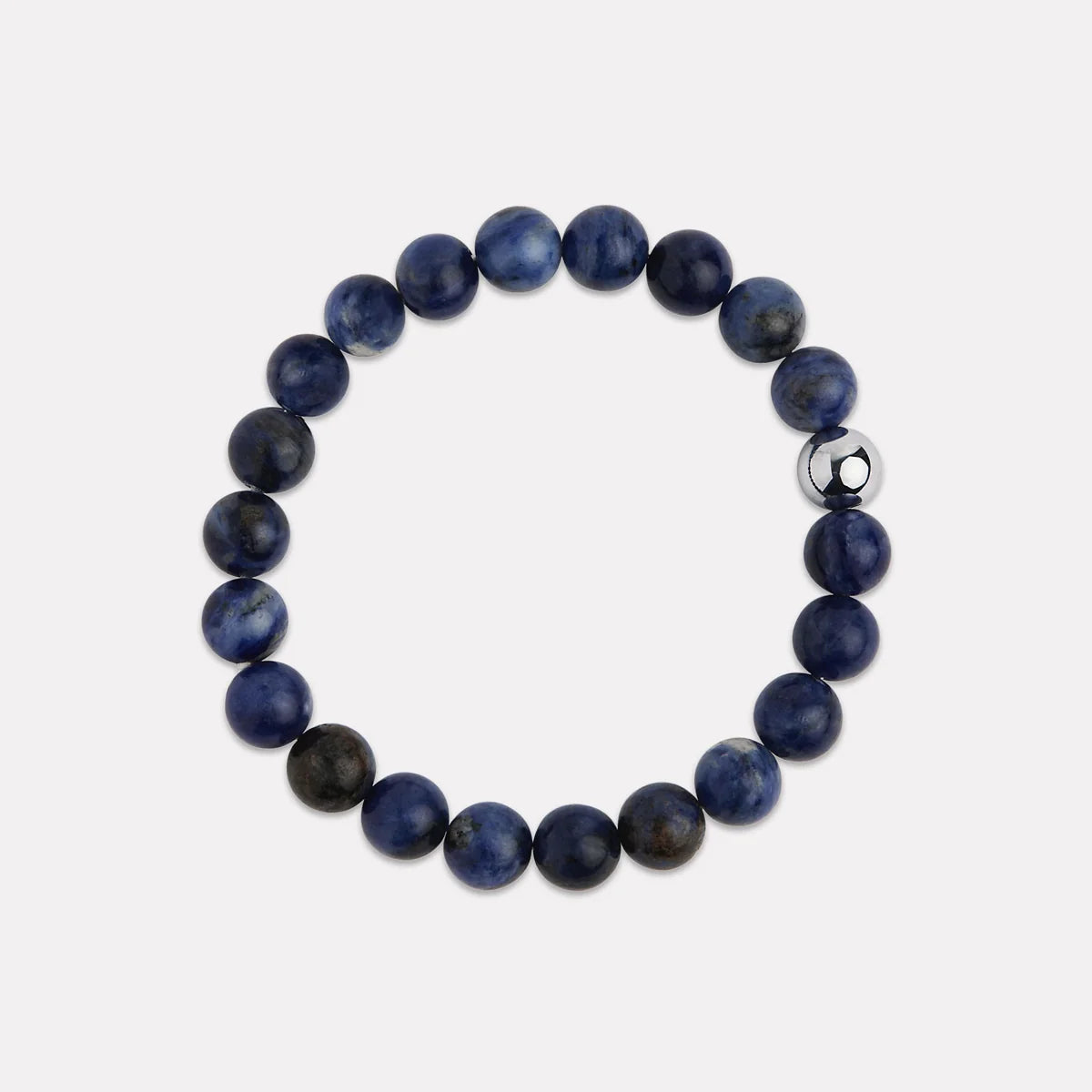 Apollo Men's 10mm Sodalite & Steel Elasticised Stretch Bracelet B9072