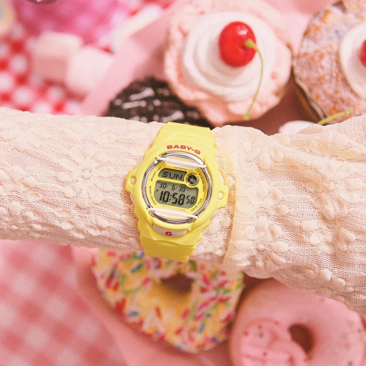 Baby G Dig Cherry Red Accent, Yellow Case, Resin BG169CH-9D
