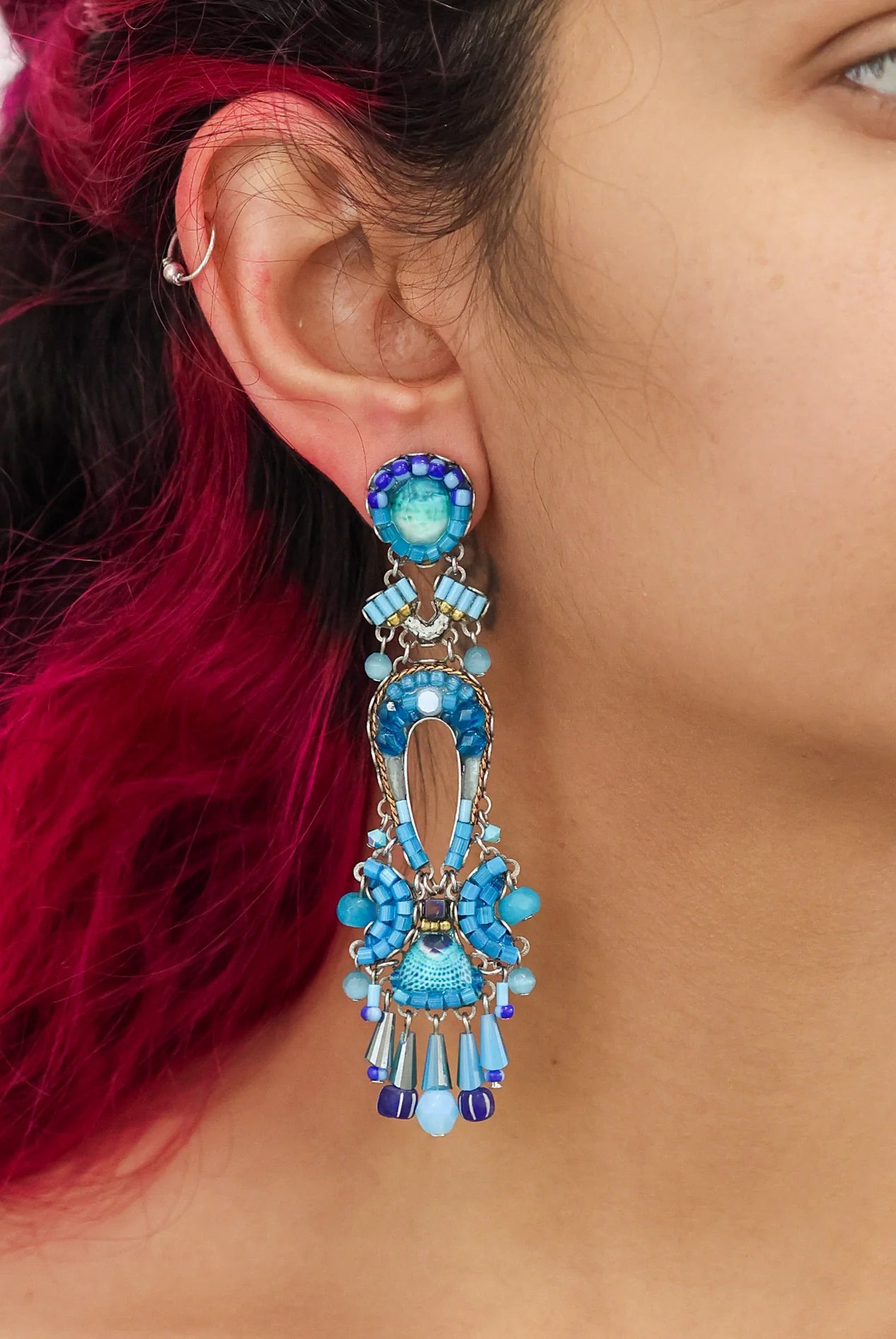 Blue Bayou Set, Blue Long Elegant Earrings, Turquoise C2377