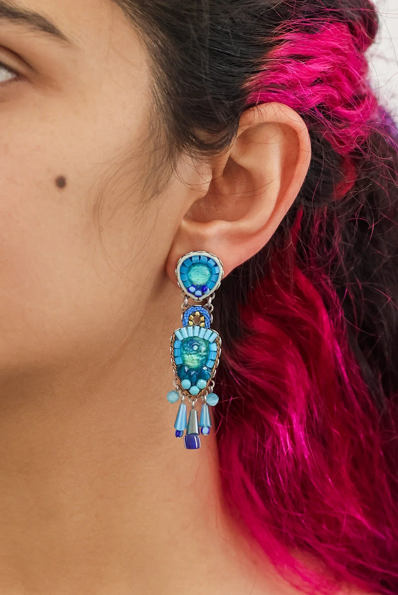 Blue Bayou Set, Artistic Blue Earrings, Cloudless C2380