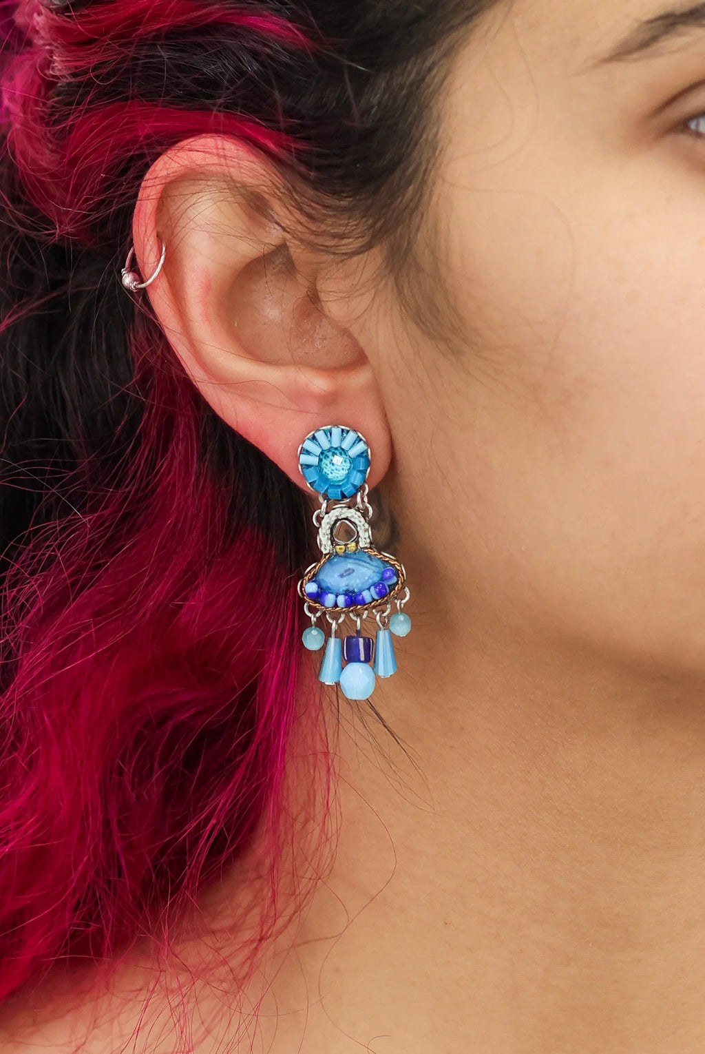 Blue Bayou Set, Blue Beaded Earrings, Horizon C2383