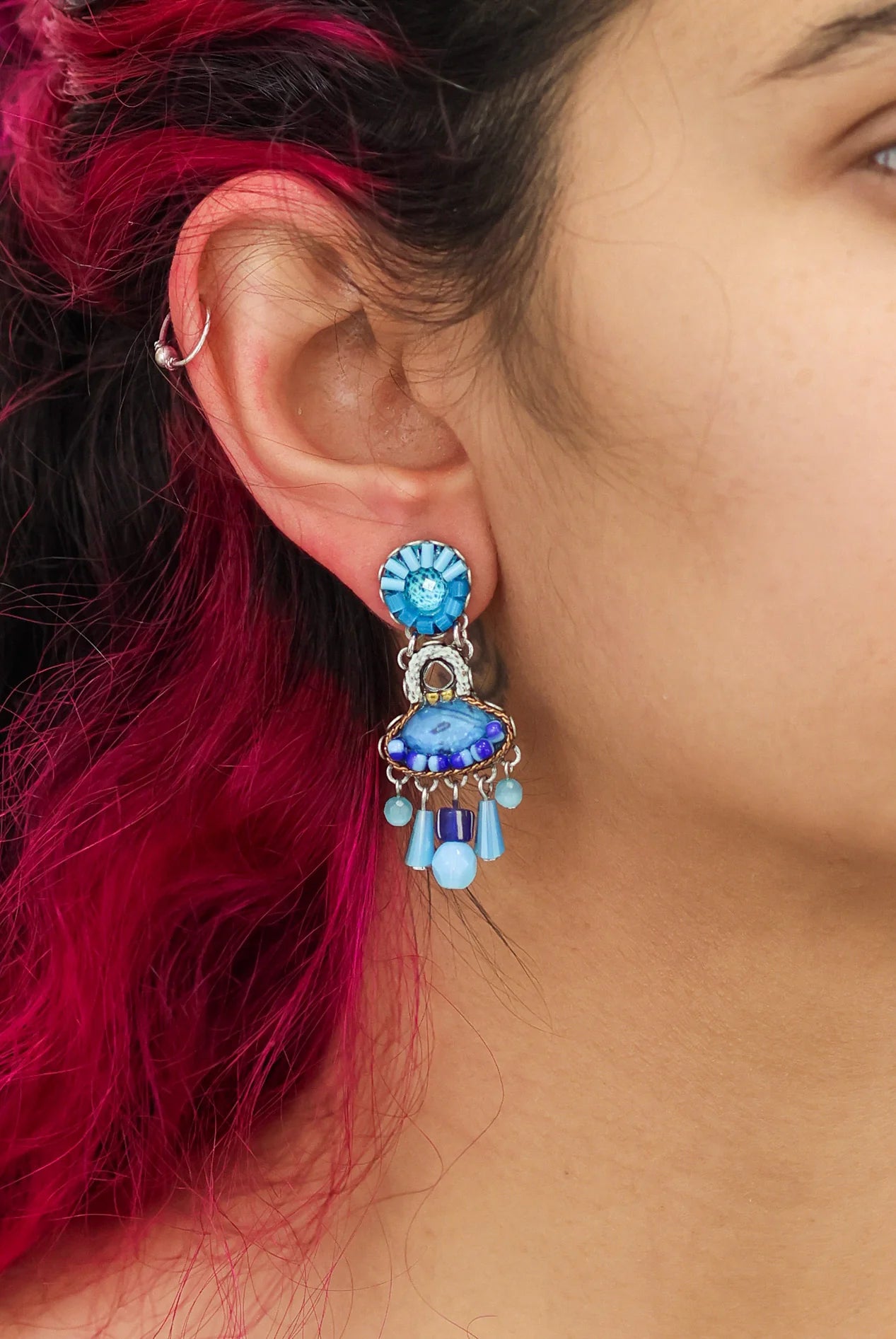 Blue Bayou Set, Blue Beaded Earrings, Horizon C2383