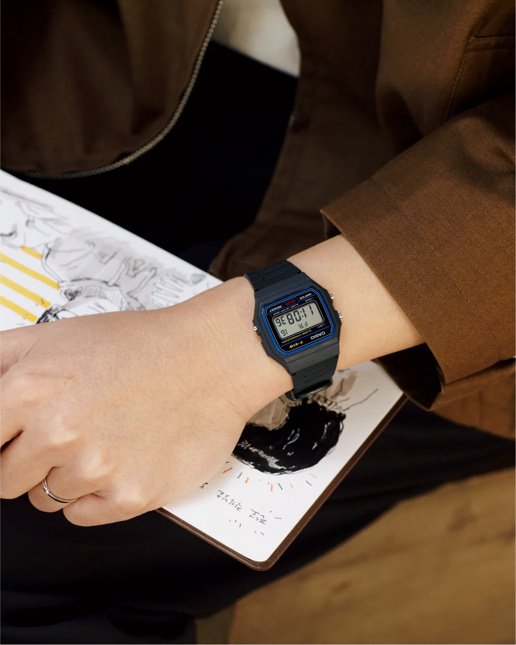 Casio Digital Square face, blck resin Band F91W-1