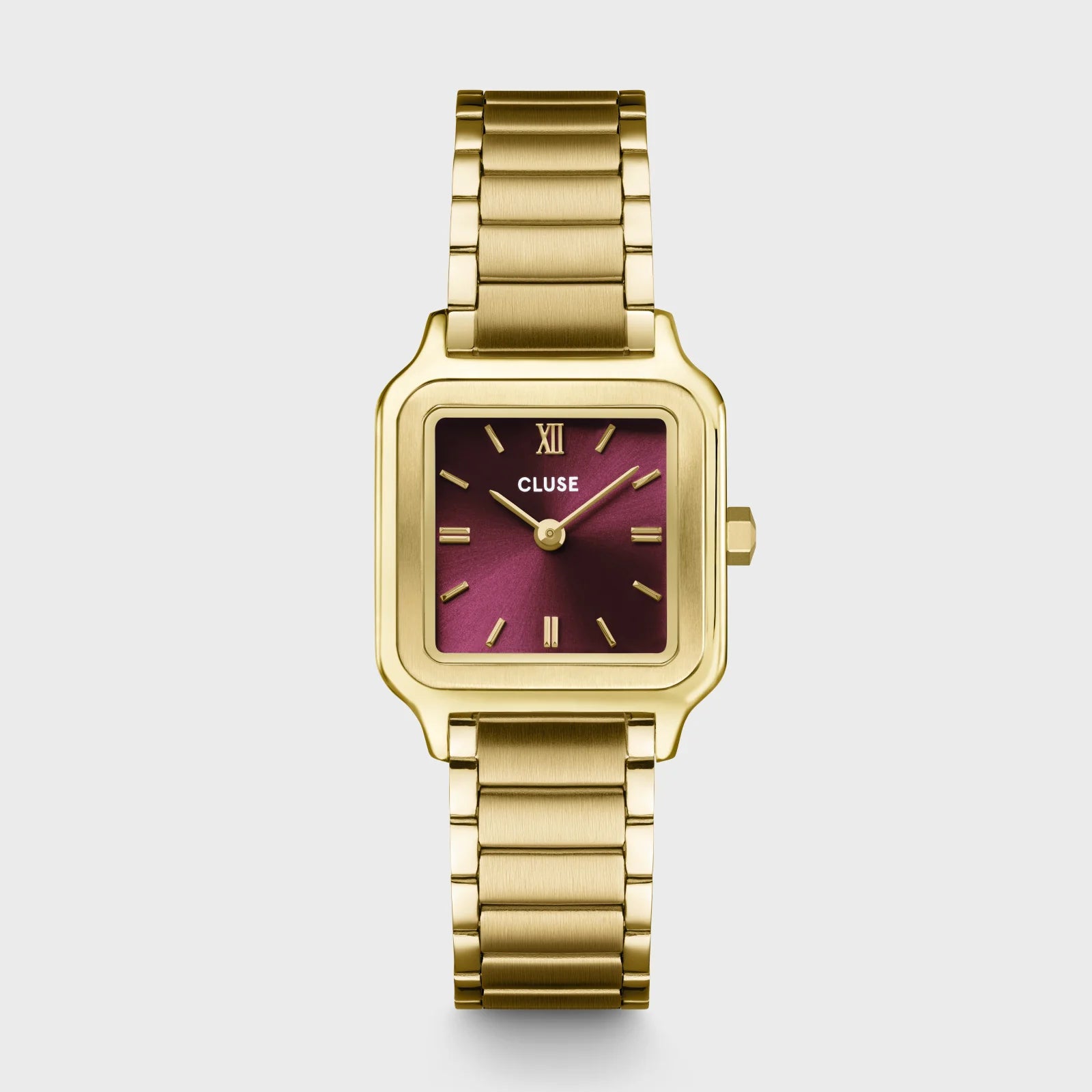 Gift Box Gracieuse Petite Watch Steel, Dark Cherry & Braided Snake Bracelet, Gold Colour