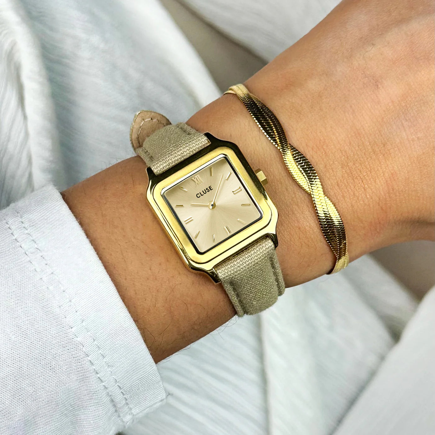 Cluse - Strap 14mm Linen Beige, Gold Colour CS12113