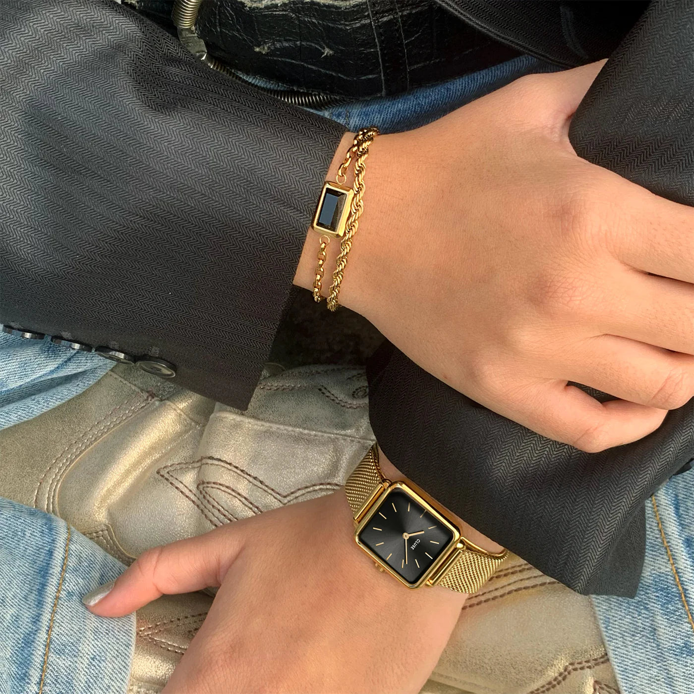 La Tétragone Watch Mesh, Black, Gold Colour